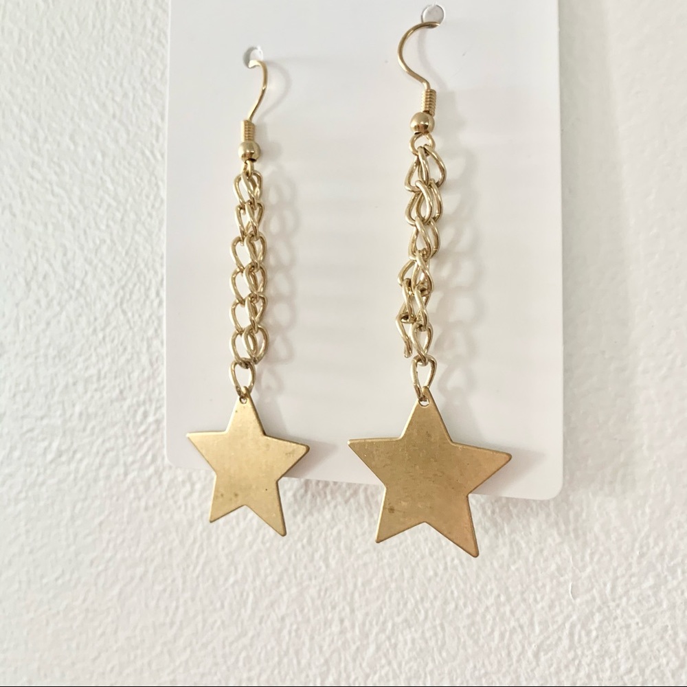 Gold Star Dangly Earrings